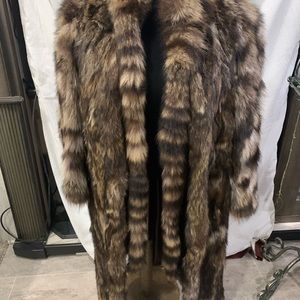 raccoon fur coat full length tails Topaz Furs